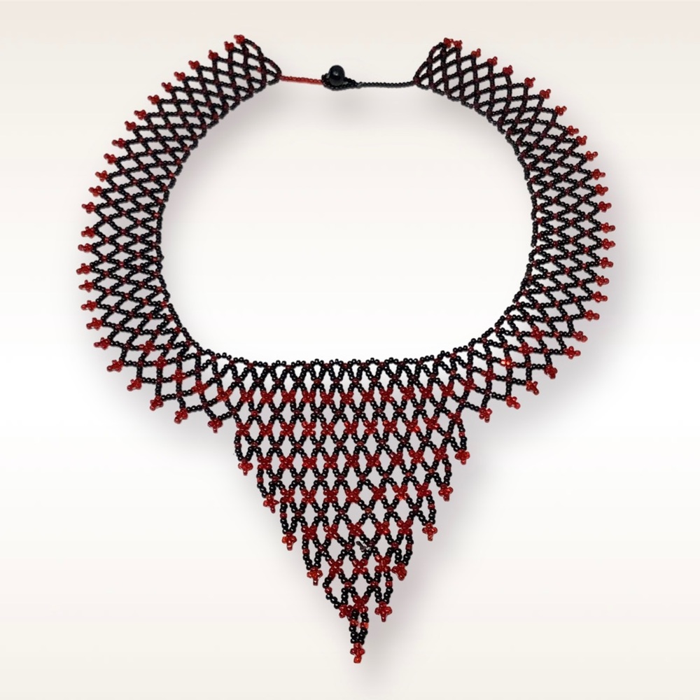 🛍️SALE🛍️ Handcrafted Needlework Glass Beaded Statement/Collar Necklace - Picture 5 of 6